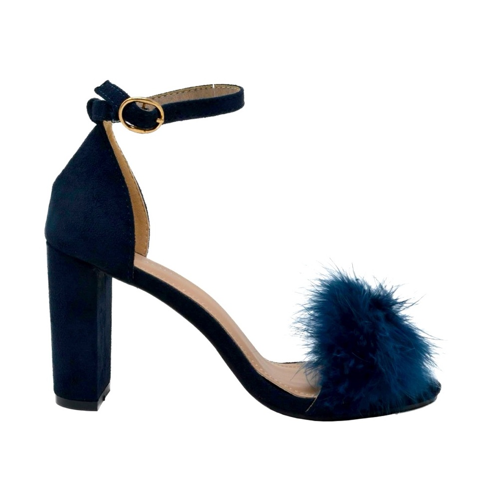 Moda High heels dark blue feather party 30’s style night out 7